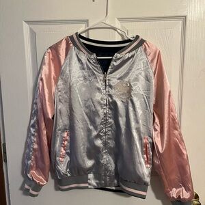 Pink and Silver reversible Bomber Jacket